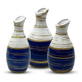 Trio De Vasos Decorativo Enfeite Estante Decoração Rack Sala