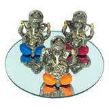 Trio Ganesha Hindu Deus Sorte Prosperidade Sabedoria Resina