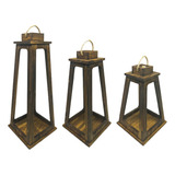 Trio Lanternas Decorativa Pendente Madeira Marroquina