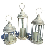 Trio Lanternas Decorativas Porta Velas Luminária Marroquina