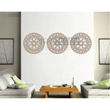 Trio Mandalas Mdf 3 Mm Cru Escultura De Parede 60 X 60 Cm