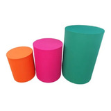 Trio Mesa Cilindro Com Capas Tecido Veste Facil Cores Lisas