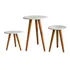 Trio Mesinhas Redonda Pé Palito Retro Decoração Sala Cor Trio De Mesa Pé Palito Branco Kelan