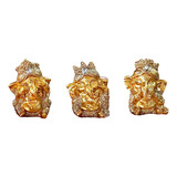 Trio Mini Ganesha Baby Deus Hindu Decorativo Enfeite Present