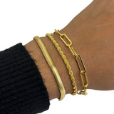 Trio Pulseiras Elo Cordao