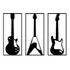 Trio Quadros Vazados Guitarras Decoração Bar 65x30cm Cada