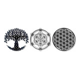 Trio Quadros Vazados Mandalas Geometria Sagrada