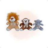 Trio Safari Ursinho Para Nicho Prateleira Quartinho Do Bebê