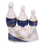 Trio Vasos Cerâmica Bandeja Com Bola