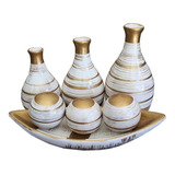 Trio Vasos Ceramica Com Prato 3