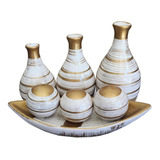 Trio Vasos Ceramica Prato 3 Bolas