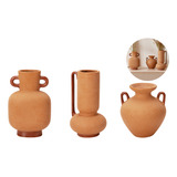 Trio Vasos Decorativos Orgânicos Alça Terroso Minimalista