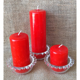 Trio Velas Natal Pilar Decoração Mesa Festa Casamento Evento