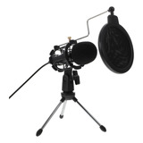 Tripé Com Pop Filter Suporte Pedestal Pequeno De Mesa Cor Preto