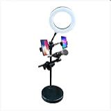 Tripé De Gravação Com Ring Light Suporte Para Microfone Celular Profissional Mesa Gravar Vídeo
