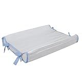 Trocador Americano Bebe Comoda Fralda Com Abas Impermeavel Anatomico Com Capa Plástica Microfibra Macia Branco Com Azul Bebe 65cm X 40cm 