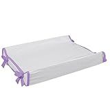 Trocador Americano Bebe Comoda Fralda Com Abas Impermeavel Anatomico Com Capa Plástica Microfibra Macia Branco Com Lilás 60cm X 40cm 