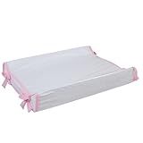 Trocador Americano Bebe Comoda Fralda Com Abas Impermeavel Anatomico Com Capa Plástica Microfibra Macia Branco Com Rosa 65cm X 45cm 