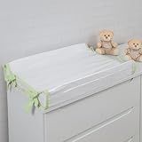 Trocador Americano Bebe Comoda Fralda Com Abas Impermeavel Anatomico Com Capa Plástica Microfibra Macia Branco Com Verde 60cm X 40cm 