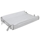 Trocador Americano Para Comoda Bebe Fralda Impermeável Anatomico Com Abas Portátil Com Zíper Branco Com Cinza 60cm X 40cm 