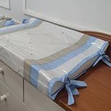 Trocador Americano Para Cômoda Branco Com Azul Com Caqui Para Meninos Nervuras Anatômico Troca Fraldas Impermeável Com Capa Plástica