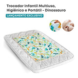 Trocador Infantil Impermeável Portátil Protetor Colchão Kids Multiuso Dupla Face Dinossauro