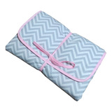 Trocador Portátil Bebê 2 Bolsos Menina Chevron Cinza C Rosa