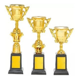 Troféu Taça Dourado Kit Com 3 Troféus 28 24 E 19 Cm