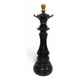 Troféu Xadrez Rainha Preta Verito Estátua Redonda 36 5cm