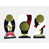 Troféus P Futebol Futsal Personalizados Acrílico 35cm Kit 3