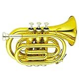 Trombetas Gold Lacquer Pocket Trompet Brass Body Cupronickel Válvulas Tone BB Trompete Musical