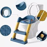 Troninho Com Escada Infantil Assento Redutor Vaso Sanitário Criança Elevação Bebe Banheiro Casa Pratico Aprendizado Azul 
