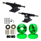 Truck Skate 139mm Rodas 53mm Rolamento Abec 15 Parafusos Cor Roda Verde