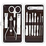 Tseoa Manicure  Kit De Pedicure  Cortador De Unhas  Kit De Cuidados Profissionais  Ferramentas De Unha Com Estojo De Viagem Luxuoso  Conjunto De 12 Unidades   Cortadores De Unhas 12 Peças 