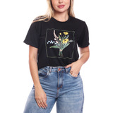 Tshirt Blusa Feminina Flores Retângulo Estampada Preto