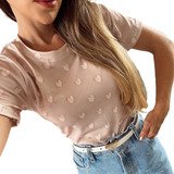 Tshirt Blusa Feminina No Suplex Corações Rose