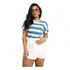Tshirt Casual Blusinha Feminina Listrada Manga Curta Dobrada