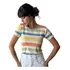Tshirt Listrado Color Blusa Básica Feminina Camiseta Gola O