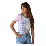 Tshirt Xadrez Colorido Blusa