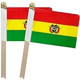 Tsmd Bandeiras De Mão Pequenas Bolivianas Com Bandeira Boliviana, 12 X 20 Cm, Pacote Com 12