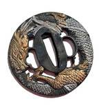 Tsuba Simples Para Espadas Katana Samurai Dragão Esculpido