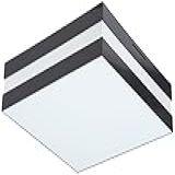 TUALUX Plafon De Sobrepor Quadrado Bilbao Preto Para 02 Lâmpadas Bulbo Led Led E 27 26X26 Cm MEDIO