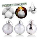 Tubo 20 Bolas Enfeite Natal Decoração Árvore Pendurar 4 Cm Cor Prateado Tri Tons Lisa Fosca Gliter