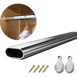 Tubo Cabideiro Oval Cromado
