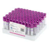 Tubo Coleta A Vácuo K2 Edta 13 X 75mm 4 0ml Roxo Com 100 Un