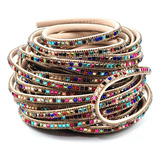 Tubo Meia Cana C Strass 6mm C Pedras Coloridas 10 Metros