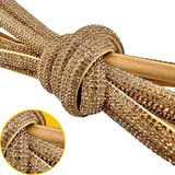 Tubo Meia Cana C Strass 8mm 10 Metros Cor Dourado
