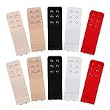 Tugaizi 10 Peças Extensores De Sutiã 2 Ganchos 3 Fileiras De Sutiã Elástico Tira De Gancho Sutiã Macio Lingerie Extensível Acessórios De Sutiã Preto Branco Vermelho Bege Bege Escuro