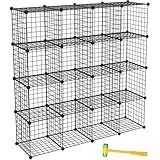TUMUCUTE Organizador De Armazenamento De Cubo De Arame- Estante Modular De Grades Mentais De 16 Cubos- Armário Empilhável DIY Para Quarto- Sala De Estar- Escritório- Preto