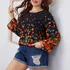 Túnica Feminina Com Estampa Floral Plus Size, Mangas Comprid